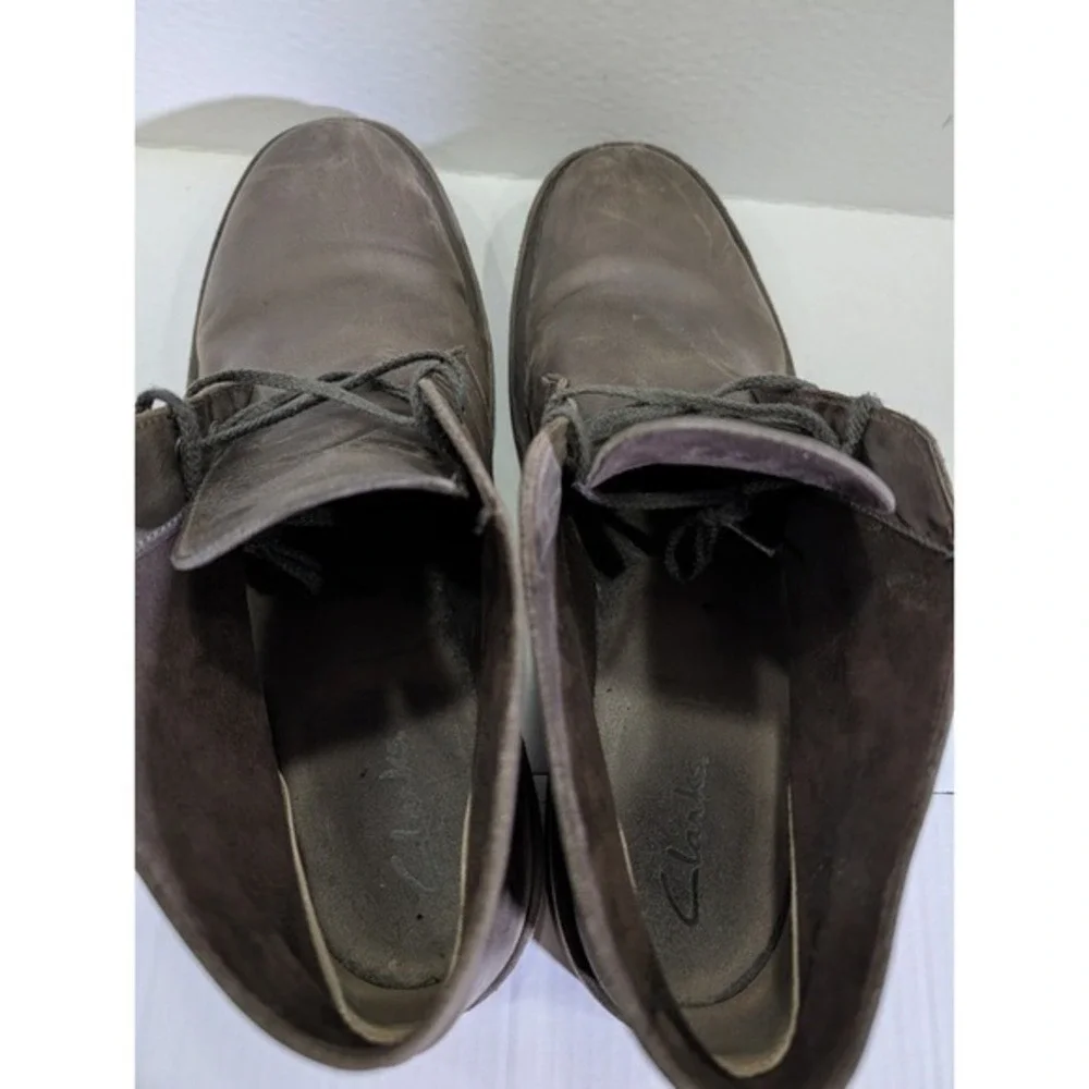 Clarks Desert Boots Men's Size 15 Gray Leather Chukka Ankle Boots‎ Lace-Up